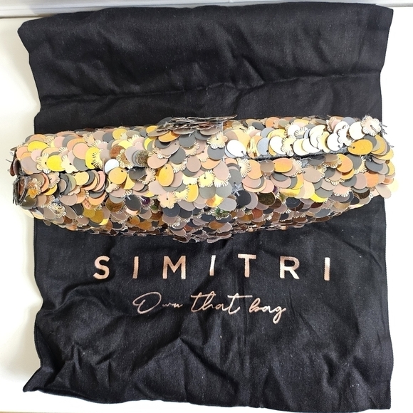 New Simitri Sequin Embellished Metallic Disco Convertible Clutch/Handbag NWT - Picture 10 of 16